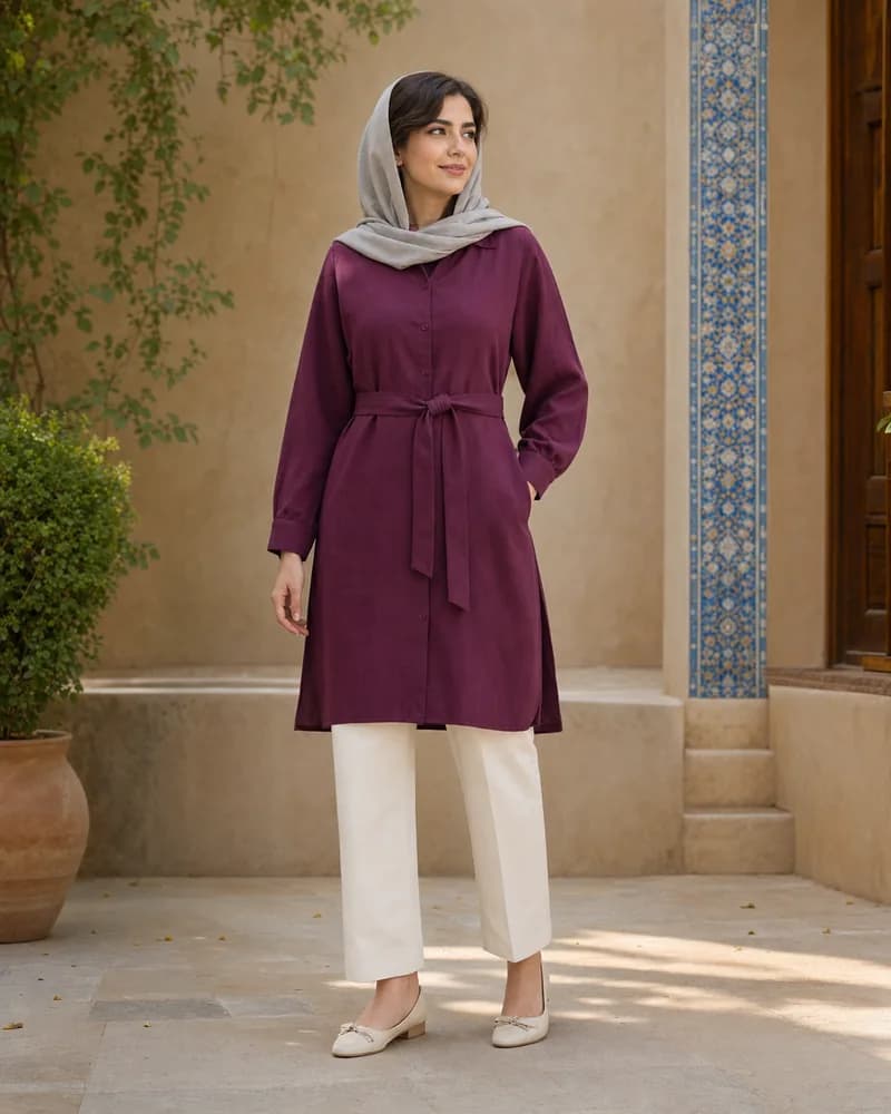 تونیک کمربندی زرشکی مهسا